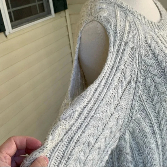 Soft Surroundings Cozy Cold Shoulder Sweater Plus Size 3X Gray Cable Knit Wool - Picture 5 of 9